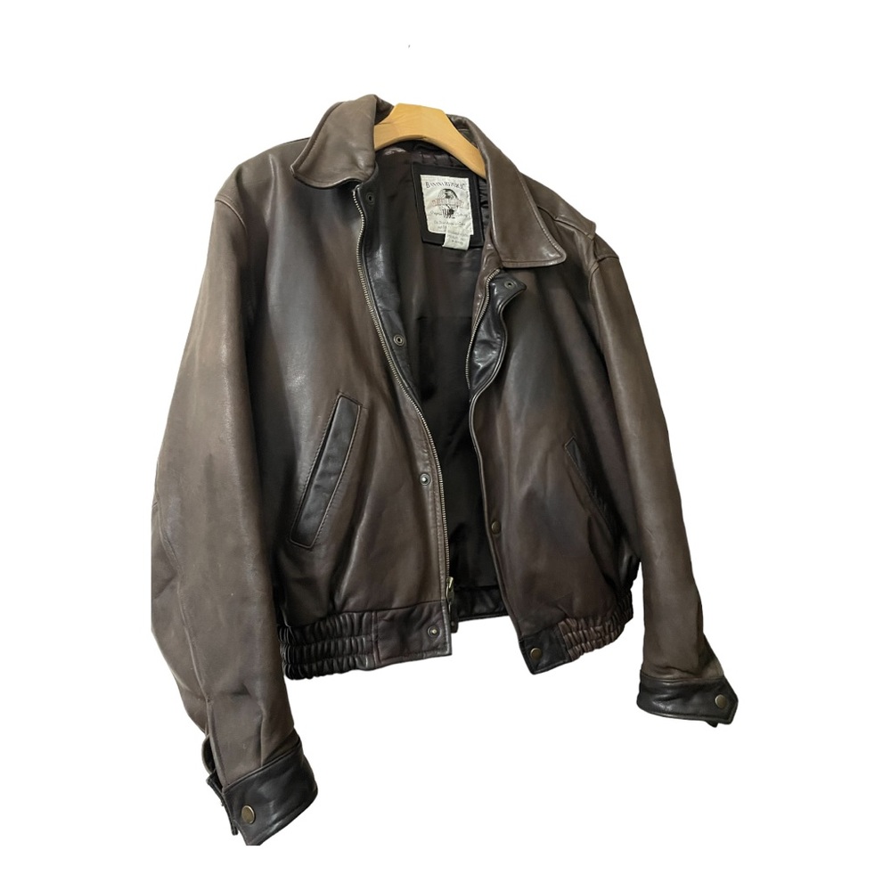Mens Banana Republic Brown Bomber Leather Jacket Size 40